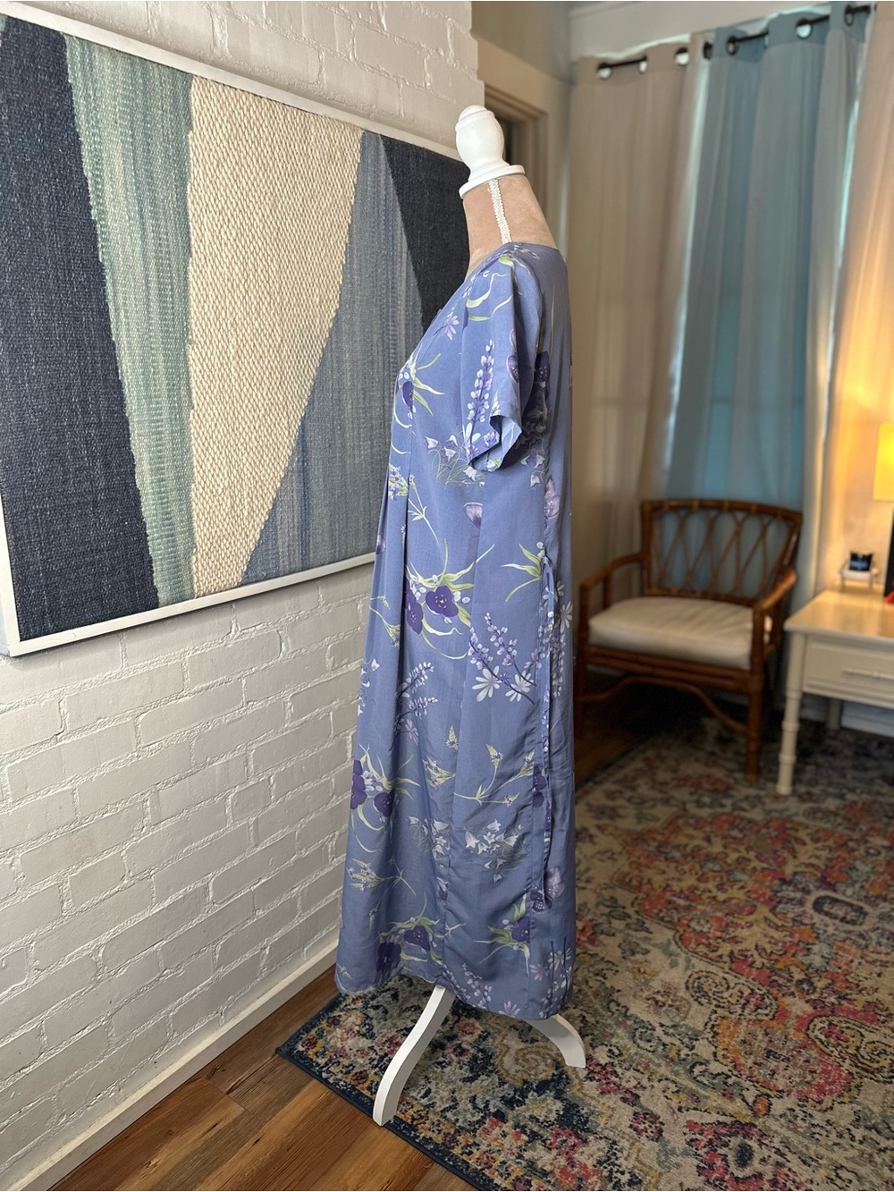 National Wildlife Federation 80s/90s Light Blue Floral Button Up Dress - Picture 10 of 12
